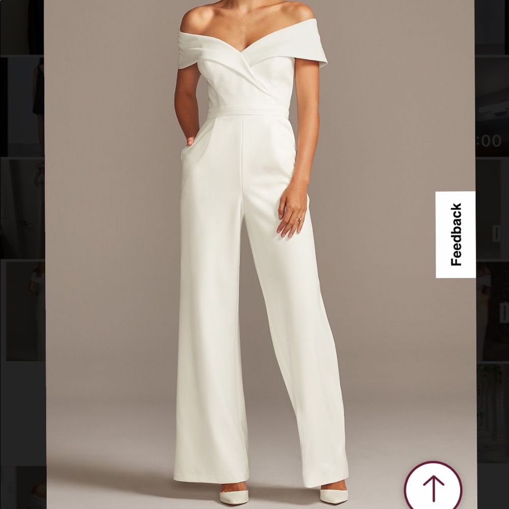 David’s bridal off the shoulder jumpsuit